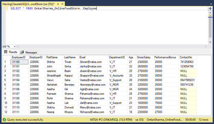 Difference Between HAVING And WHERE Clause In SQL Server