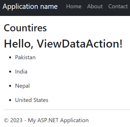 View Data Action output