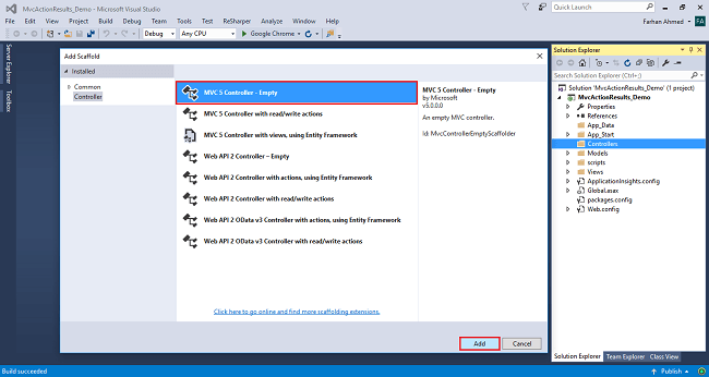 Different Types Of ActionResult In MVC