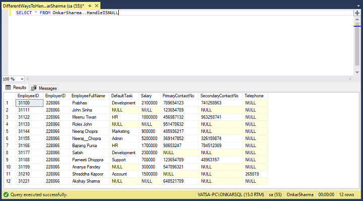 Different Ways To Handle NULL In SQL Server