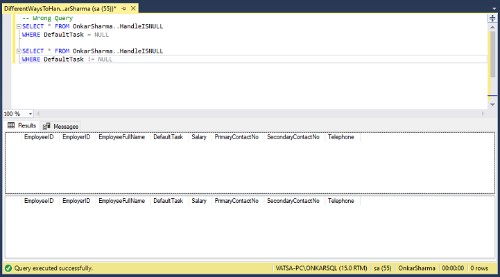 Different Ways To Handle NULL In SQL Server