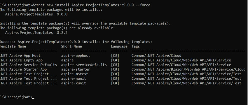 .NET Aspire Install