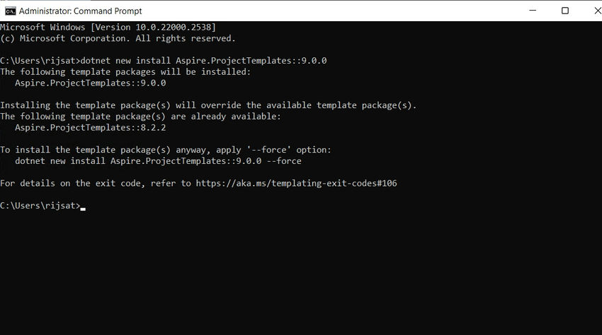 Instllation and upgrades new .NET Aspire SDK