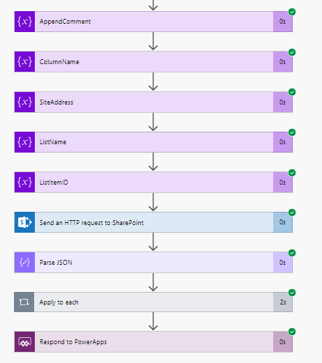 Display Appended Comments Version History from SharePoint List on PowerApps
