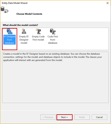 Entity Data Model Wizard