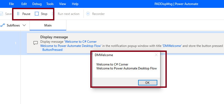 Display Message Action In Desktop Flow Using Microsoft Power Automate