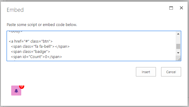 Display Notfication Button With Count In SharePoint Page