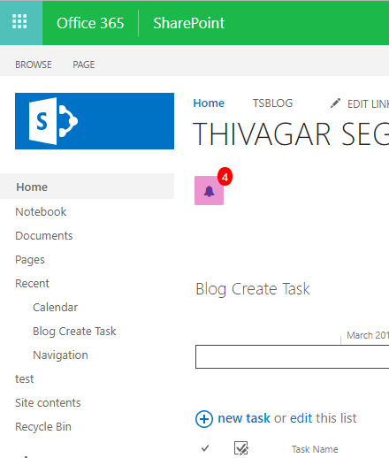 Display Notfication Button With Count In SharePoint Page