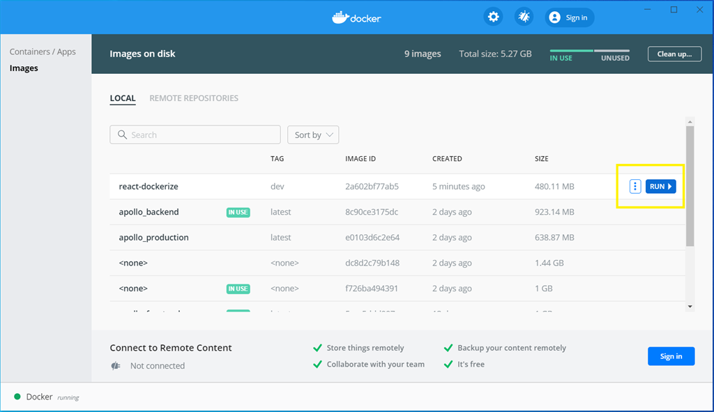 Dockerize a ReactJS App