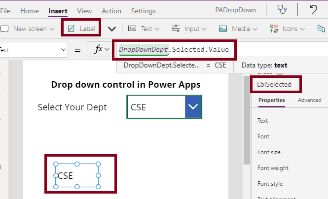 Drop Down Control In Power Apps