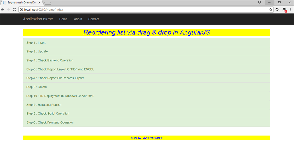 Rearrange The Tasks List Dynamically By Drag And Drop Using Angular In MVC