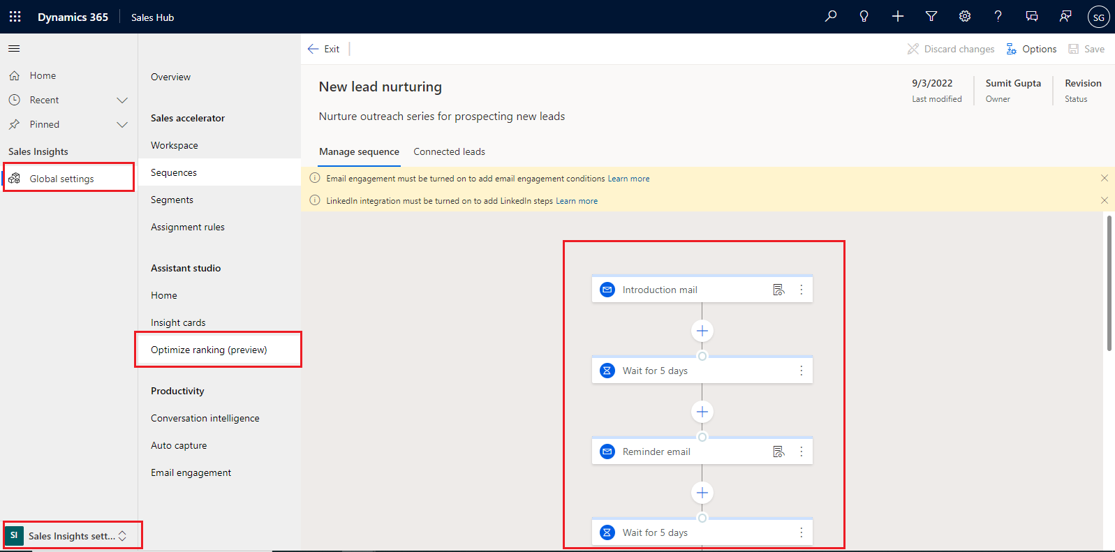 Dynamics 365 – Enhanced Sequence Experience – Wave 2