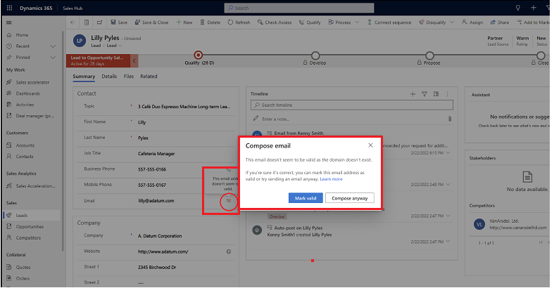 Dynamics CRM - Sales Hub - Validate Email Settings - Wave2 Update
