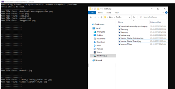monitor a directory in Windows 10 using C# and .NET