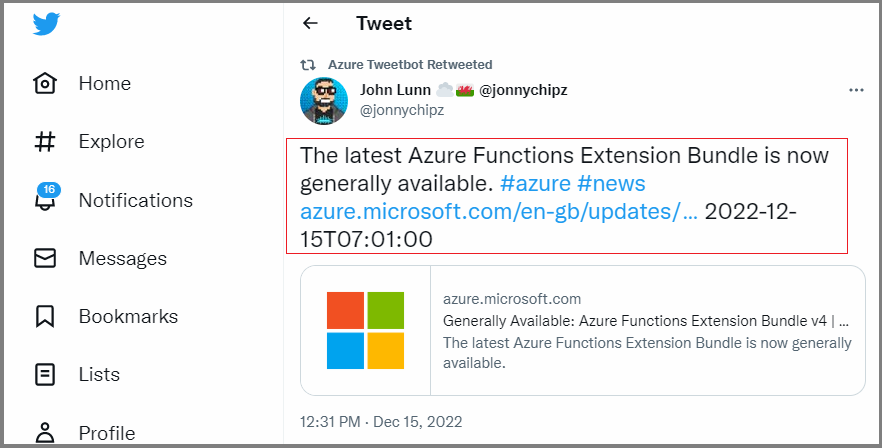 Email yourself new tweet with specific keyword Using Azure Logic App