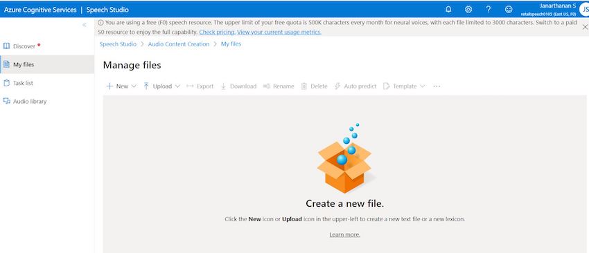 Azure Cognitive Speech Service