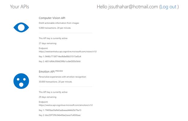 Microsoft Cognitive Services 