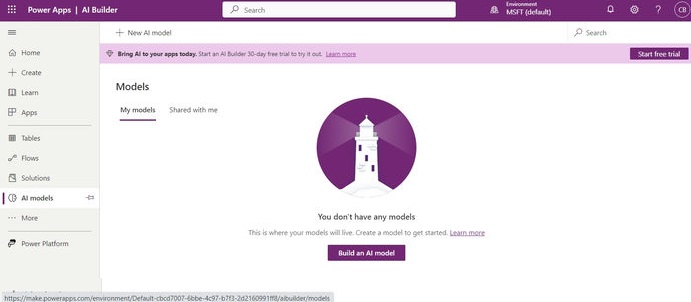Azure using AI Builder