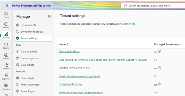 Tenant Settings
