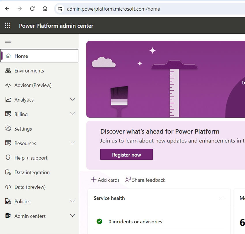 Power platform admin center