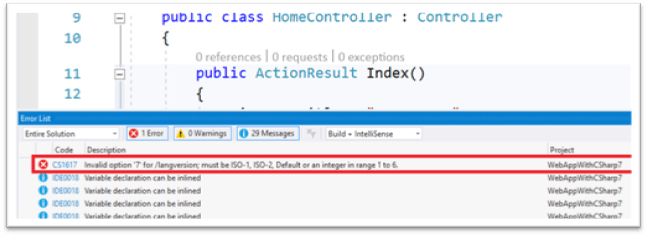 Enabling C# 7 Compilation With Visual Studio 2017