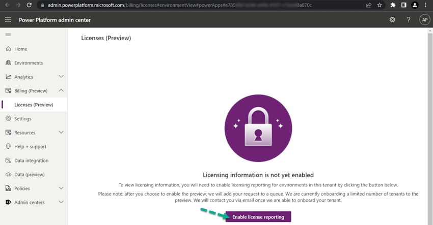 Enable license reporting