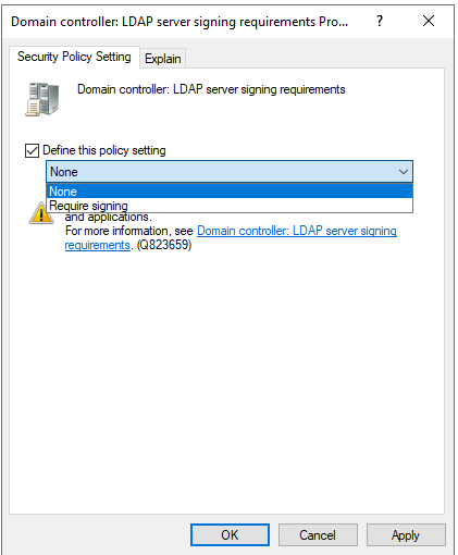 Security policy setting
