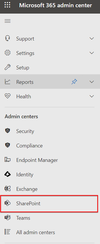 SharePoint Admin Centre