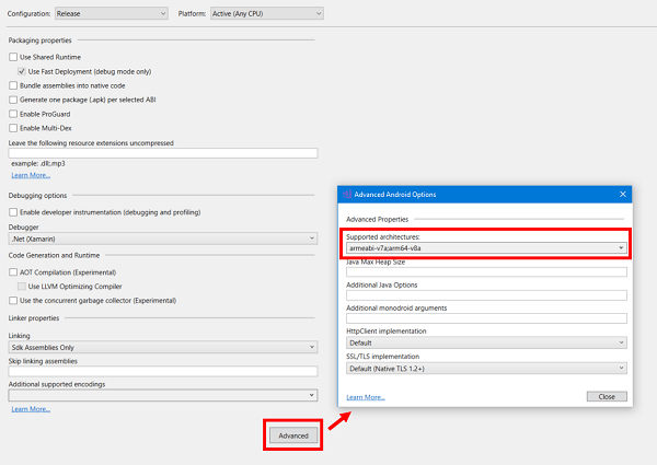 Ensure Xamarin Android Application Supports 64-Bit Devices