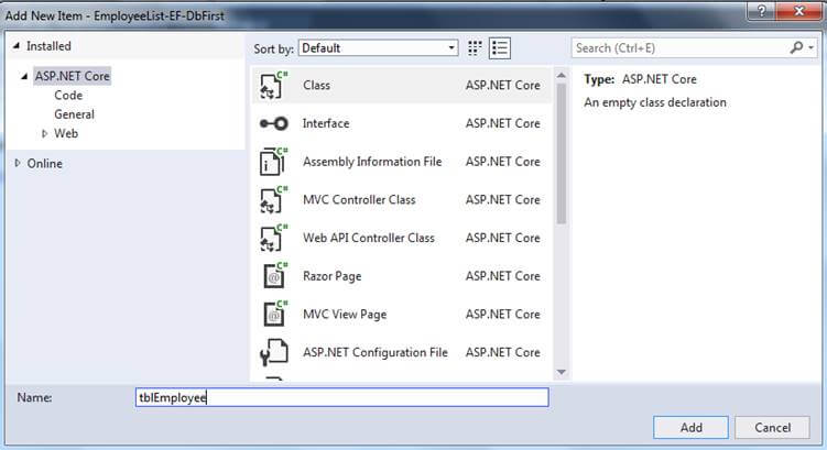 Entity Framework Database First In ASP.NET Core