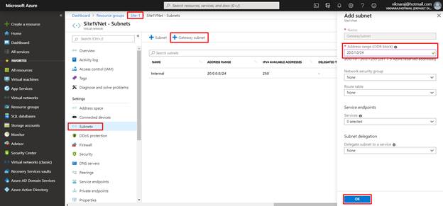 Establishing VPN Gateway Connection Between VNet To VNet