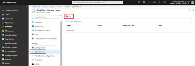 Establishing VPN Gateway Connection Between VNet To VNet
