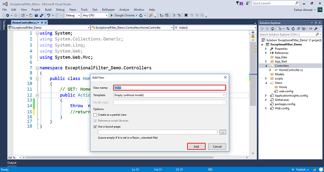 Exception Filter in ASP.NET MVC