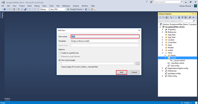 Exception Filter in ASP.NET MVC