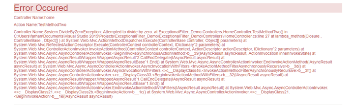 Exception Filter in ASP.NET MVC