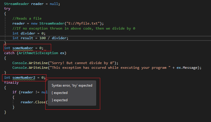 Exception handling in C# tutorial, Dot Net Guide Exception Handling in C#