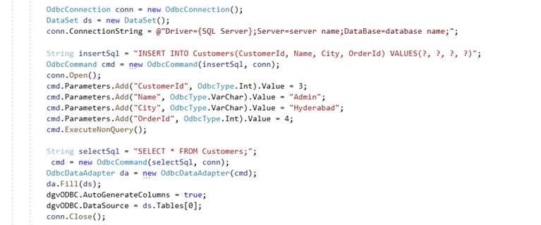 Executing SQL Queries And SQL Stored Procedure With ODBC