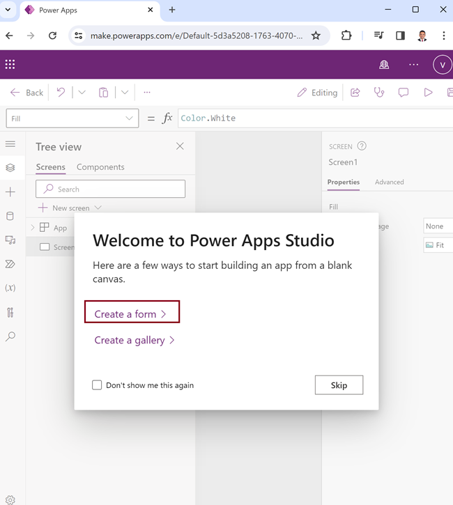 Power Apps studio