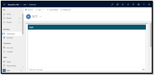 Bot visible to Dynamic 365
