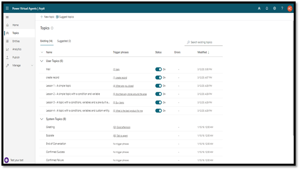 Side navigation pane