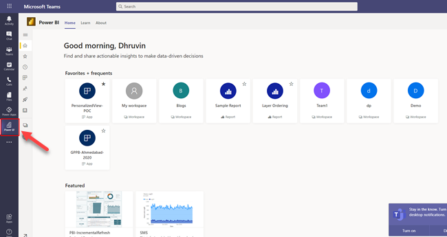Exploring Power BI in Microsoft Teams