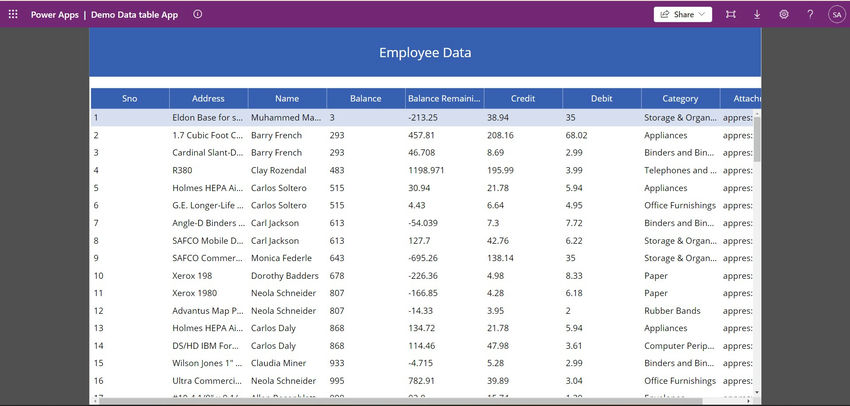 Exploring the Data Table Control in Power Apps