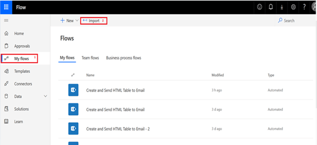 Export And Import Process In Microsoft Flow