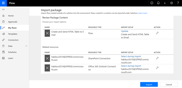Export And Import Process In Microsoft Flow