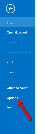 Options in Outlook