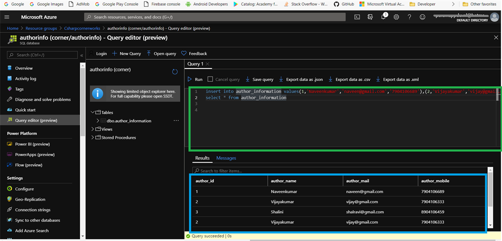 Exporting The SQL Data From Azure Cloud