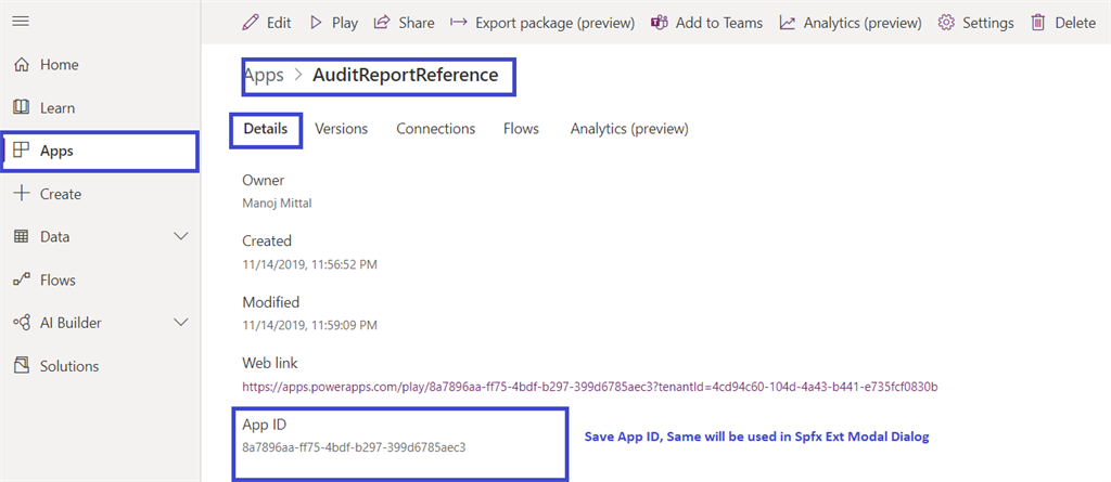 Extend SharePoint Framework Solution With Microsoft Power Apps
