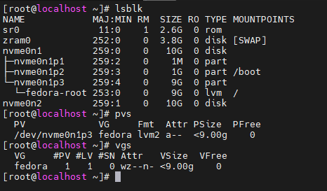 Check Existing disks and volume groups