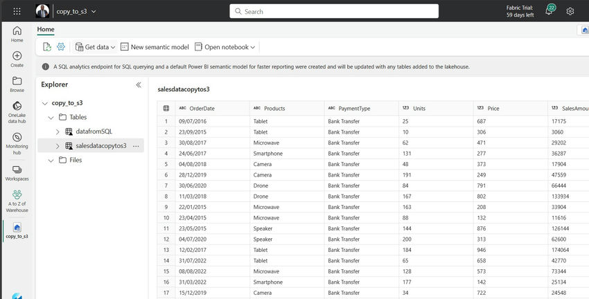 Salesdatatocopytable