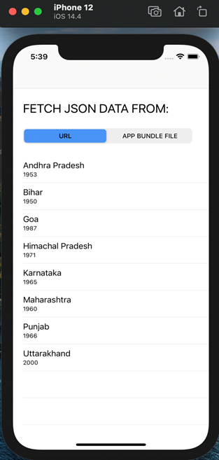 Fetch Data From JSON File And Display It On The Screen - Swift